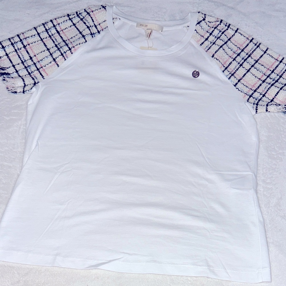 Maje Tweed Sleeved T Shirt